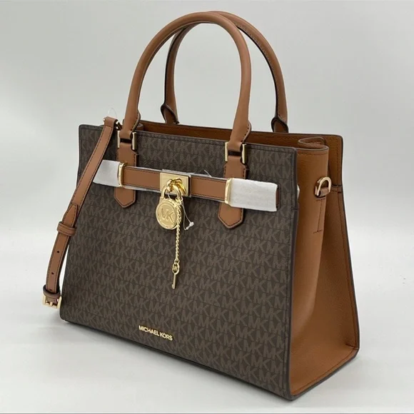 Michael Kors Medium Hamilton Satchel Bag Brown - Picture 6 of 13